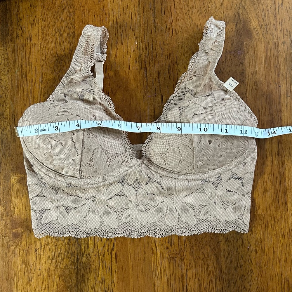 Victorias Secret PINK Lace Lightly-Lined Longline Bralette | Women XS | Nude - Picture 6 of 7